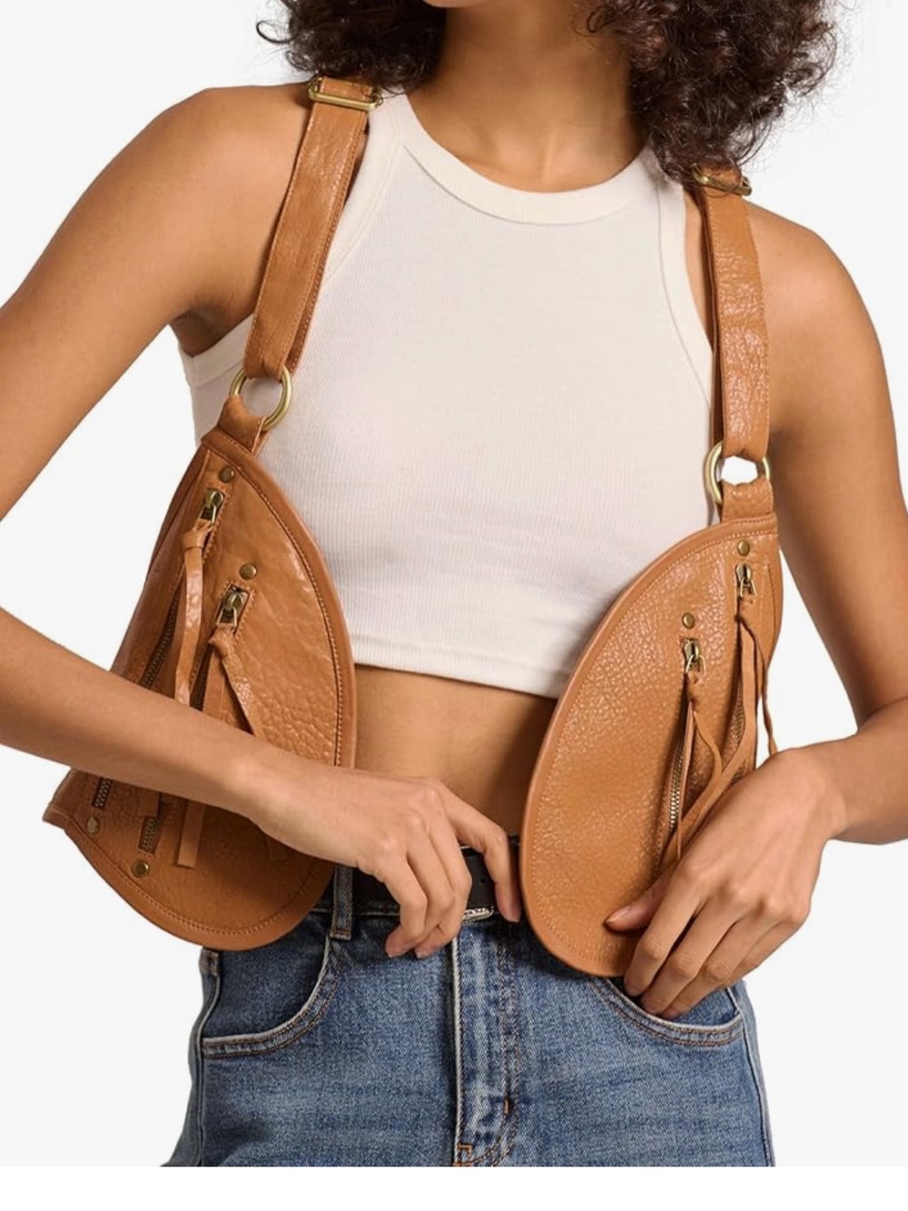 wWomen Brownt & Coffee Genuine Leather with Pocket Steampunk Vest